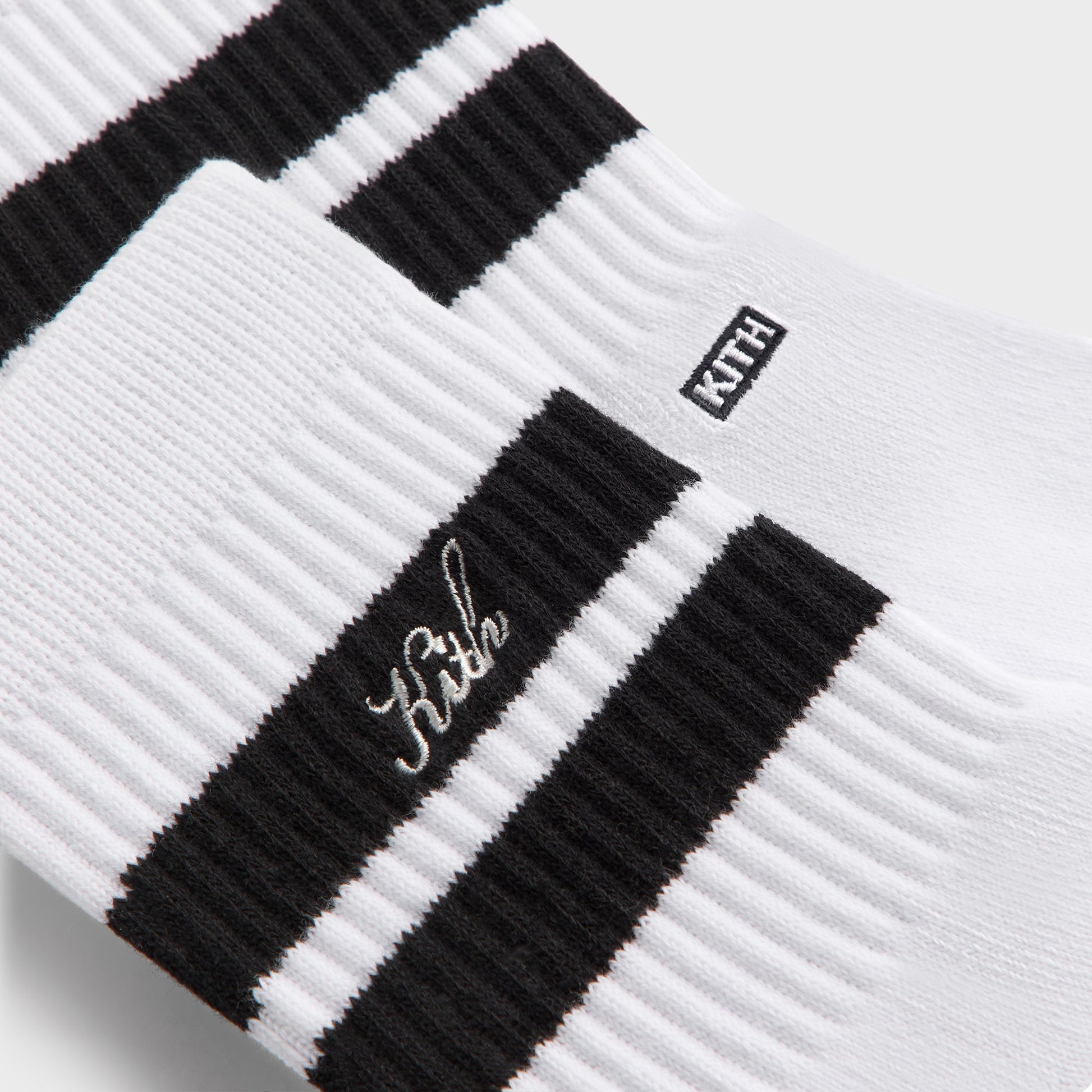 Men Kith Kith 3-Pack Striped Mid Crew Socks - White