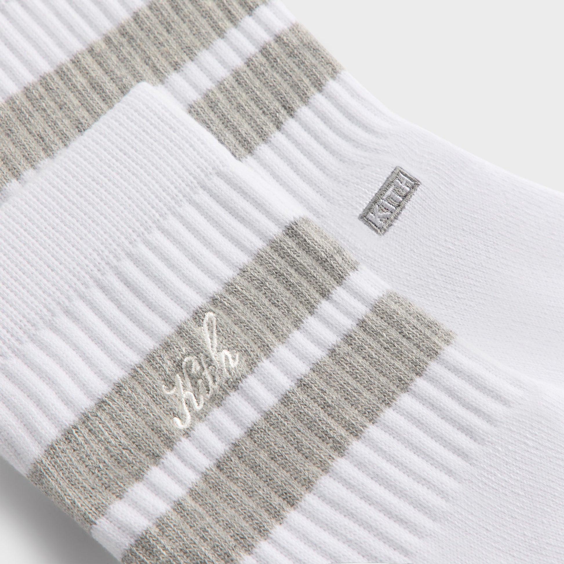 Men Kith Kith 3-Pack Striped Mid Crew Socks - White