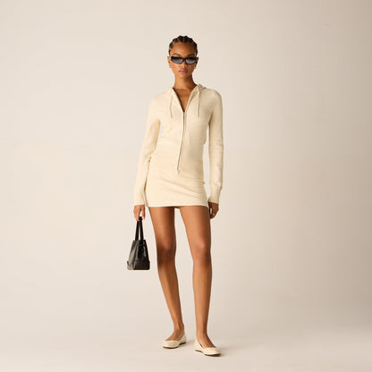 Women Kith Kith Women Faryn Sequined Hooded Zip Sweater - Sandrift