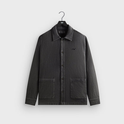 Men Kith Kith Soft Woven Long Sleeve Boxy Collared Overshirt - Carbon
