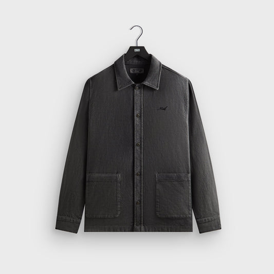 Men Kith Kith Soft Woven Long Sleeve Boxy Collared Overshirt - Carbon