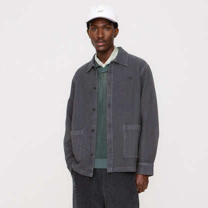 Men Kith Kith Soft Woven Long Sleeve Boxy Collared Overshirt - Carbon