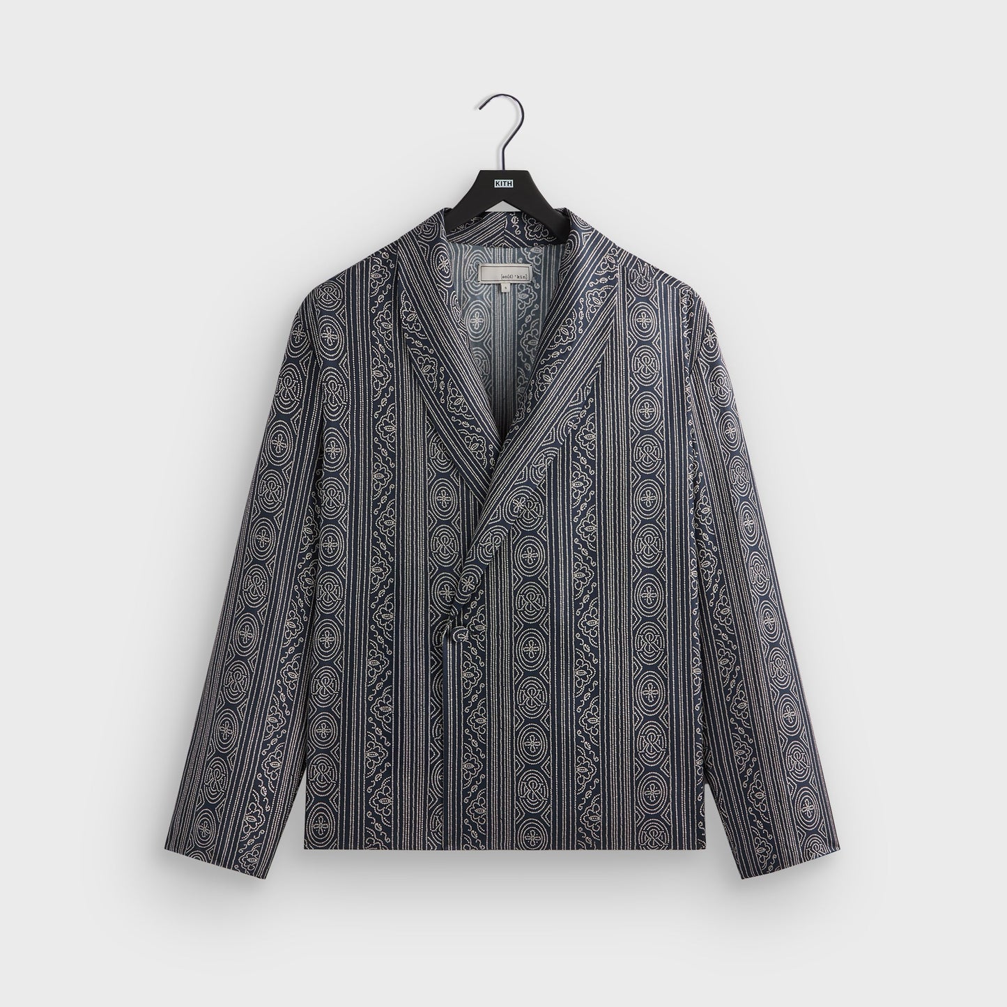 Men Kith &Kin Batik Stripe Long Sleeve Thompson Crossover Shirt - Nocturnal