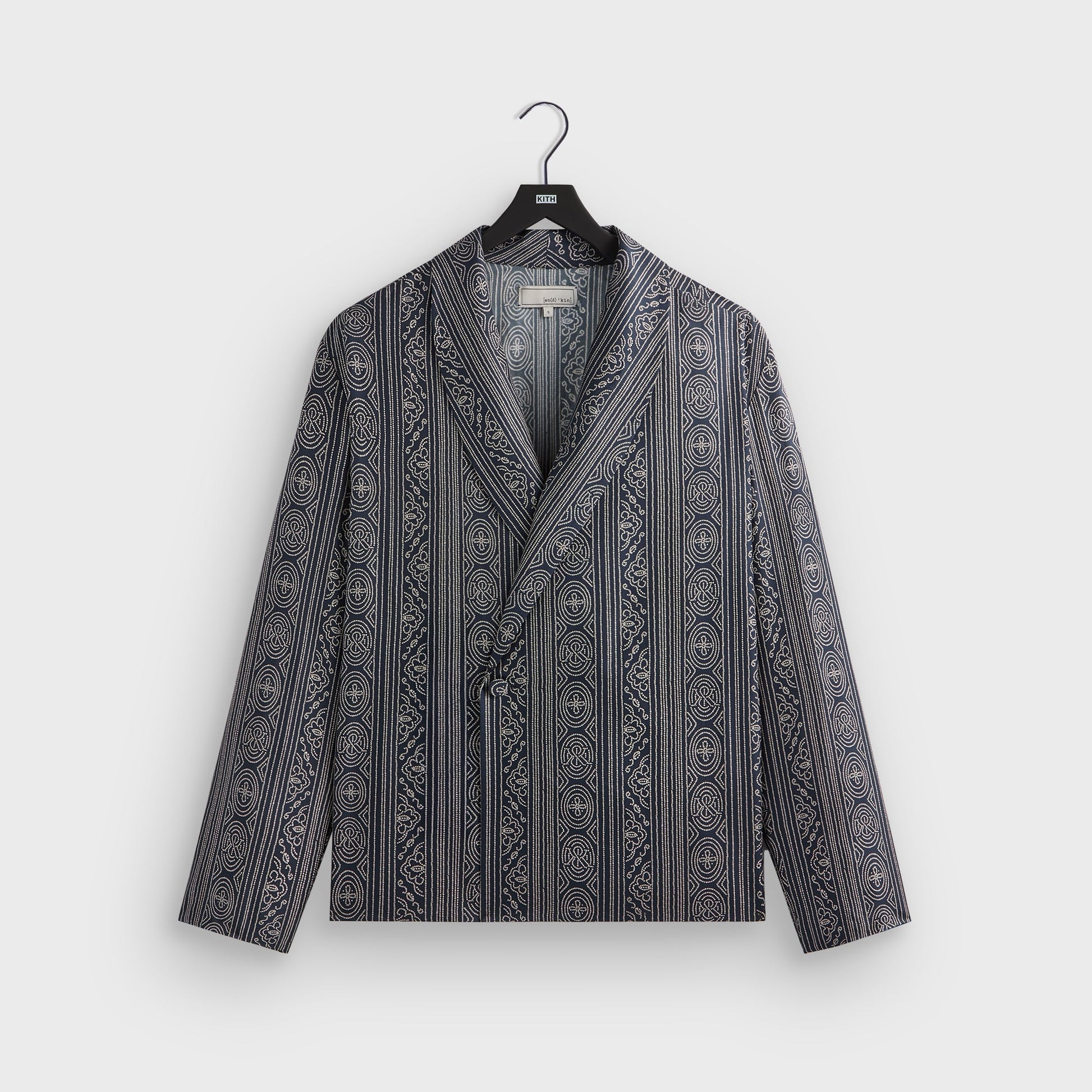 Men Kith &Kin Batik Stripe Long Sleeve Thompson Crossover Shirt - Nocturnal
