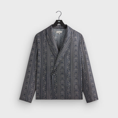 Men Kith &Kin Batik Stripe Long Sleeve Thompson Crossover Shirt - Nocturnal