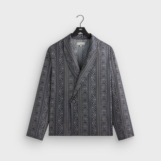 Men Kith &Kin Batik Stripe Long Sleeve Thompson Crossover Shirt - Nocturnal