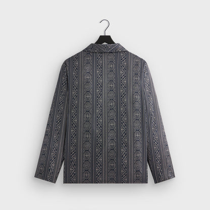 Men Kith &Kin Batik Stripe Long Sleeve Thompson Crossover Shirt - Nocturnal