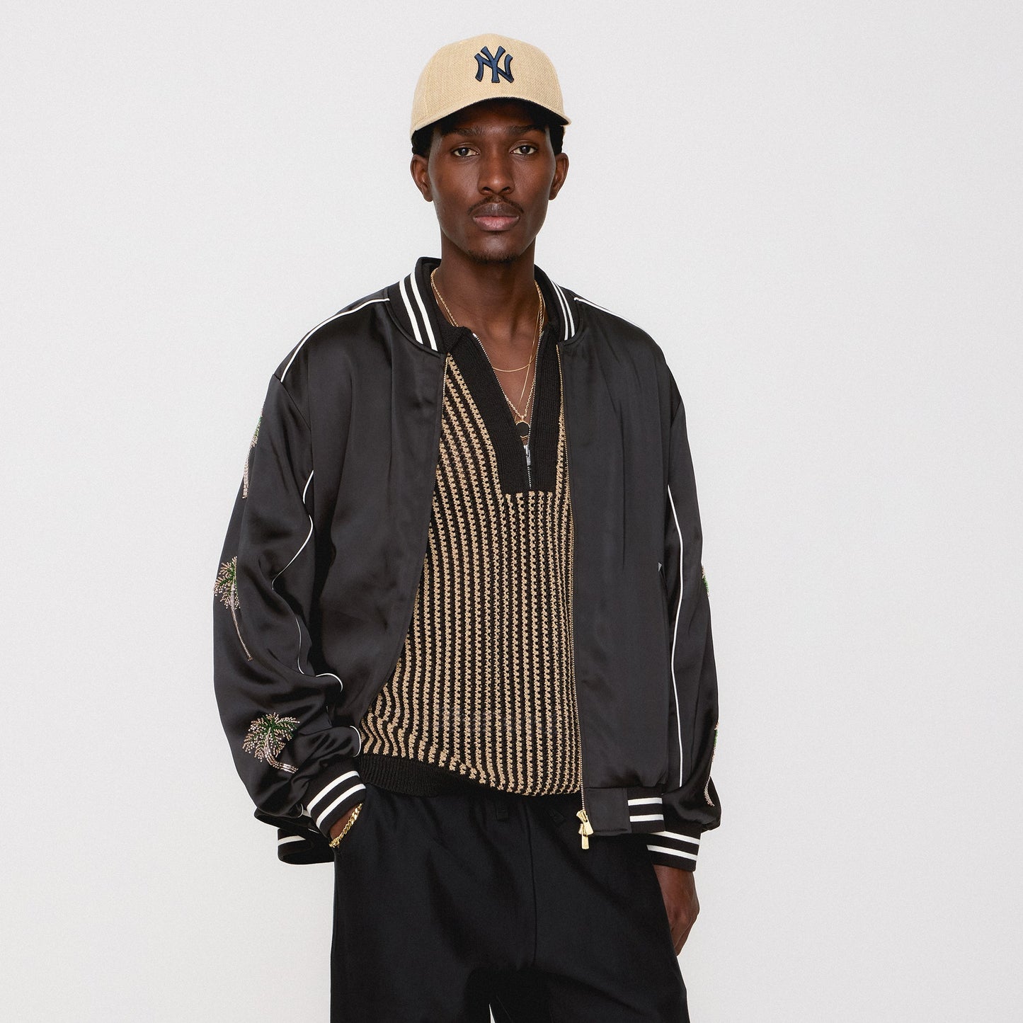 Men Kith &Kin Vance Satin Bomber Jacket - Black
