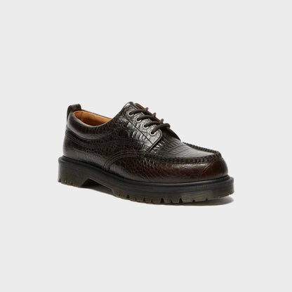 Women Kith Dr. Martens Lowell Analine Crocodile Embossed Moc Toe Shoe - Dark Brow