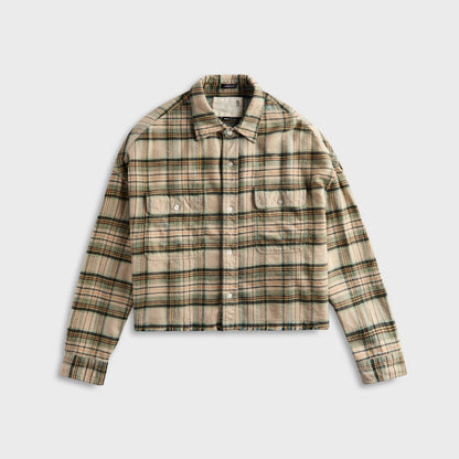 Women Kith R13 Cropped Work Shirt - Cream Plaid