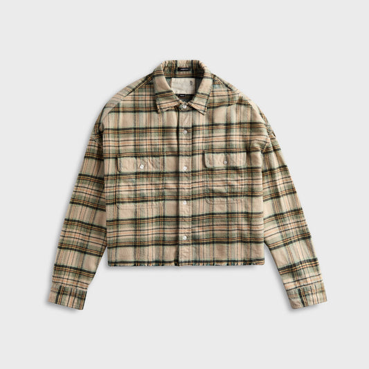 Women Kith R13 Cropped Work Shirt - Cream Plaid