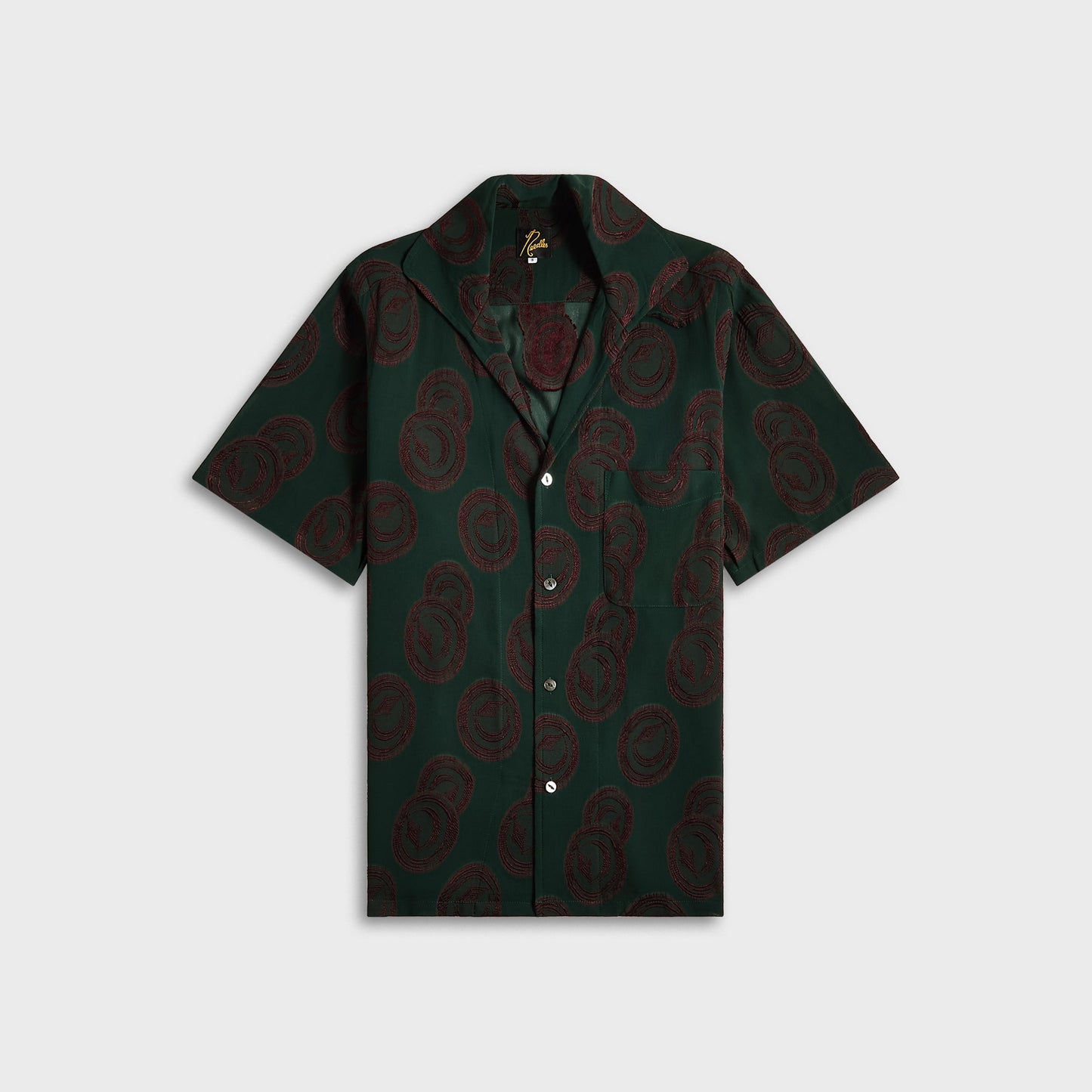 Men Kith Needles Italian Collar Short Sleeve Shirt - Purple / Green