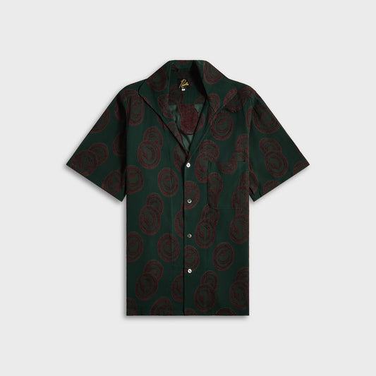 Men Kith Needles Italian Collar Short Sleeve Shirt - Purple / Green