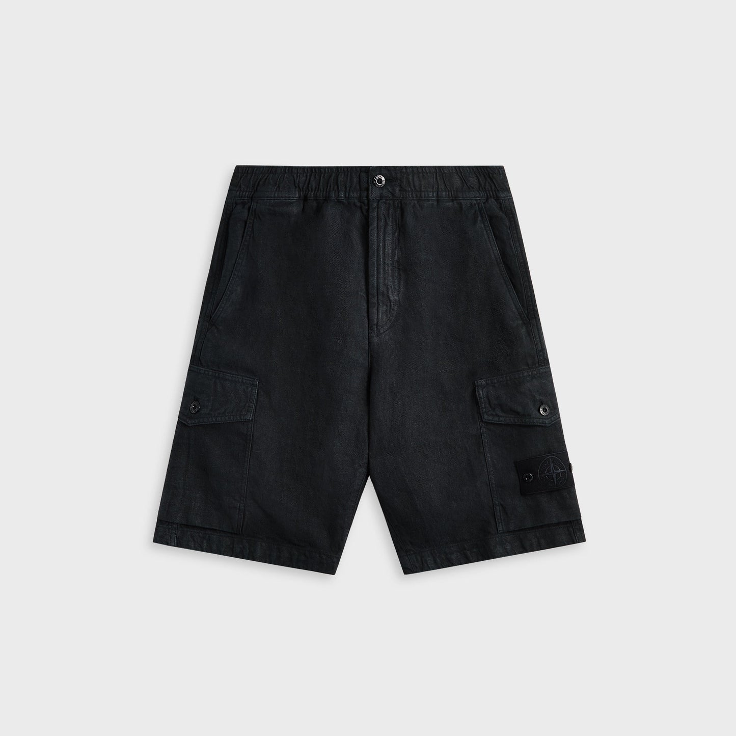Men Kith Stone Island Diagonal Linen Garment Dyed Ghost Piece Shorts - Navy Blu