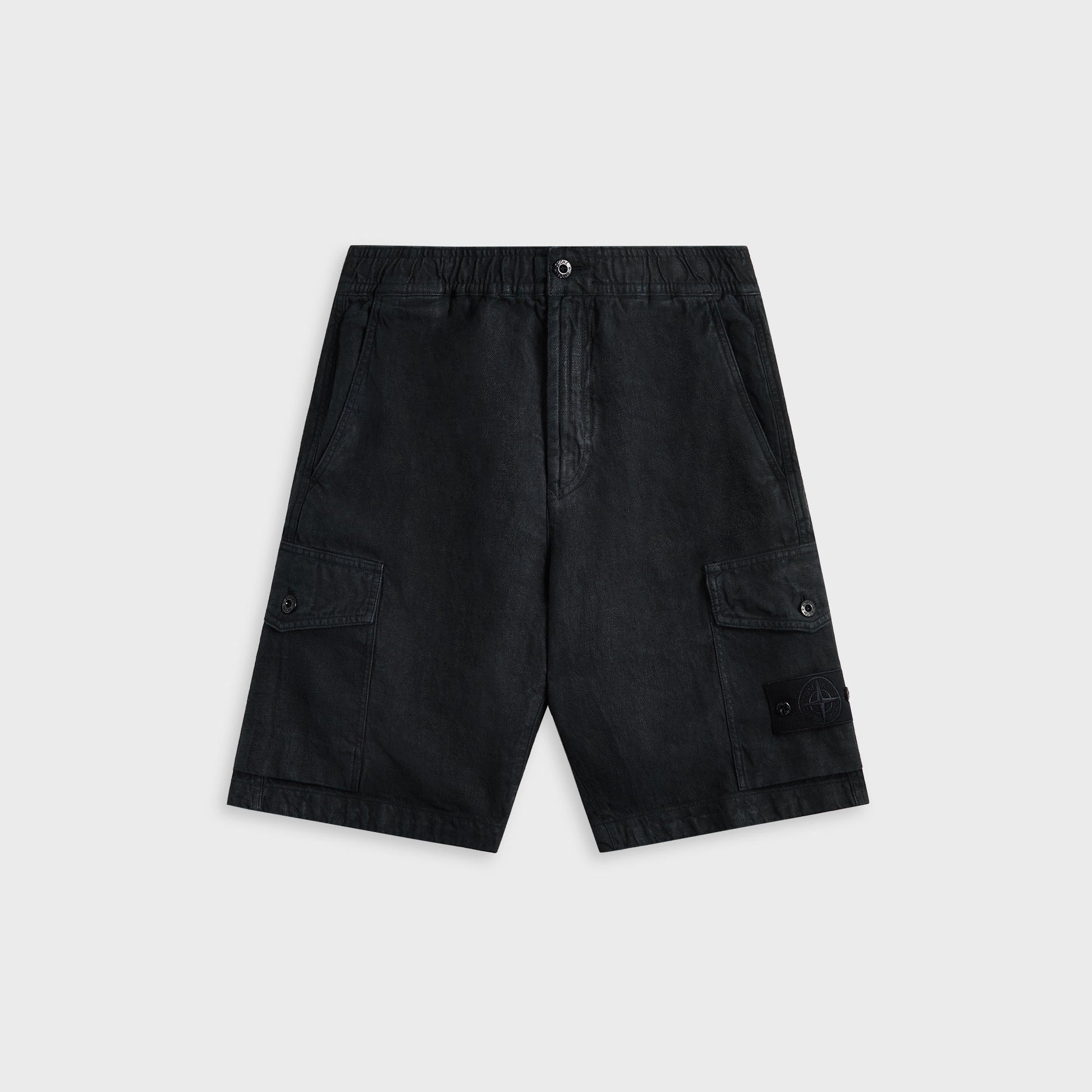Men Kith Stone Island Diagonal Linen Garment Dyed Ghost Piece Shorts - Navy Blu