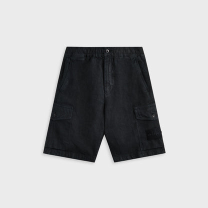 Men Kith Stone Island Diagonal Linen Garment Dyed Ghost Piece Shorts - Navy Blu