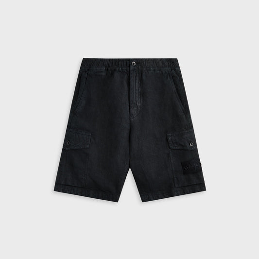 Men Kith Stone Island Diagonal Linen Garment Dyed Ghost Piece Shorts - Navy Blu
