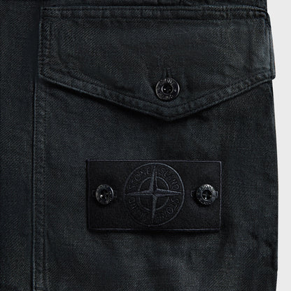 Men Kith Stone Island Diagonal Linen Garment Dyed Ghost Piece Shorts - Navy Blu