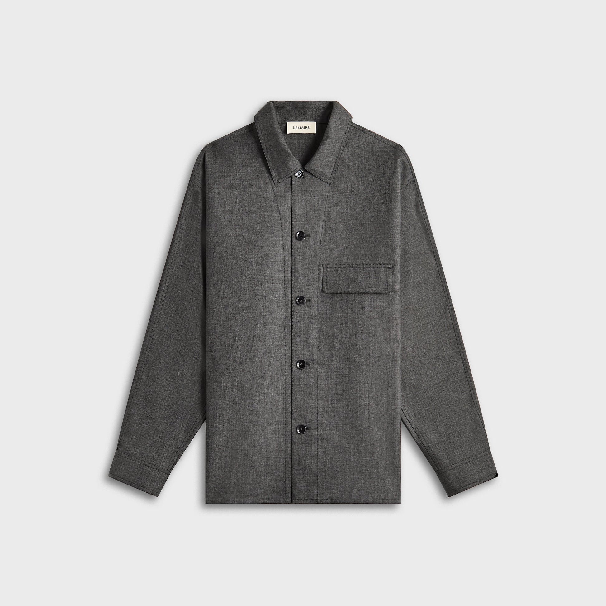 Men Kith Lemaire Light Tailored Overshirt - Grey Melange