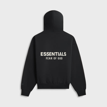 Men Kith Essentials Classic Fit Fleece Hoodie - Jet Black