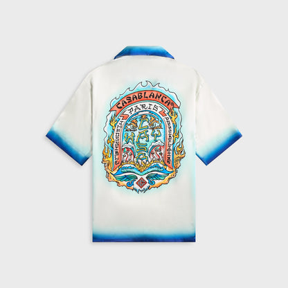 Men Kith Casablanca Cuban Collar Shirt - White