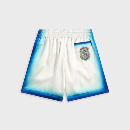 Men Kith Casablanca Drawstring Shorts - Blue Fade / White