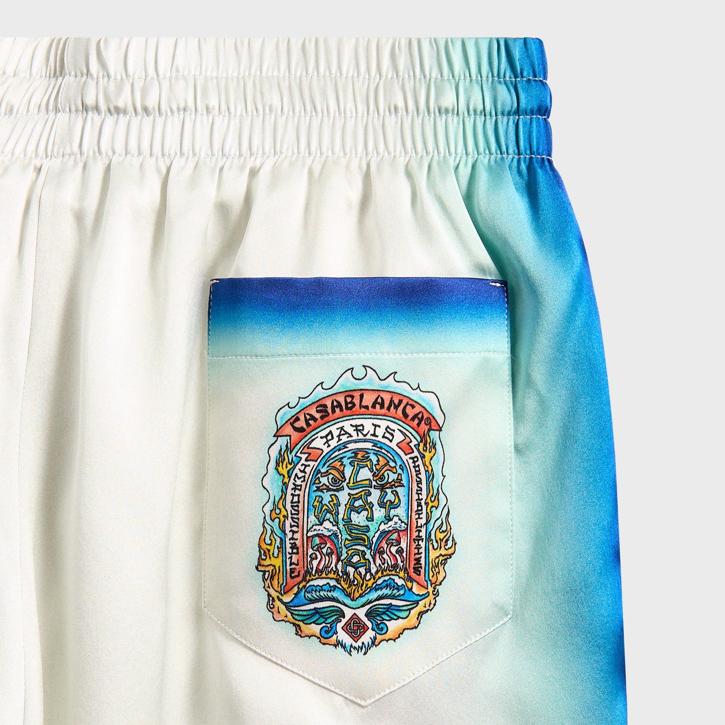 Men Kith Casablanca Drawstring Shorts - Blue Fade / White