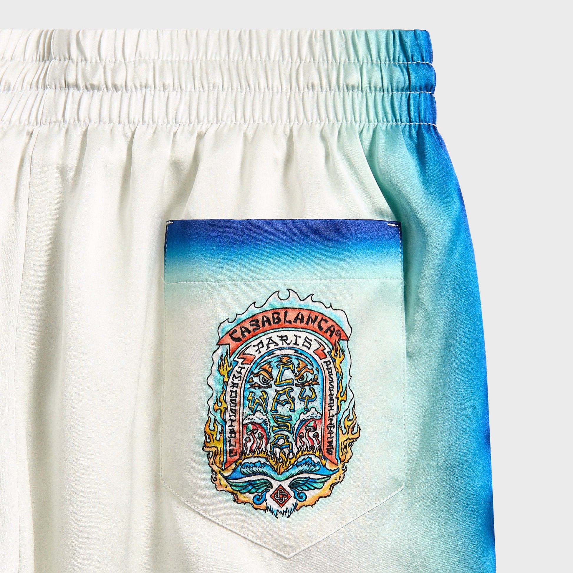 Men Kith Casablanca Drawstring Shorts - Blue Fade / White