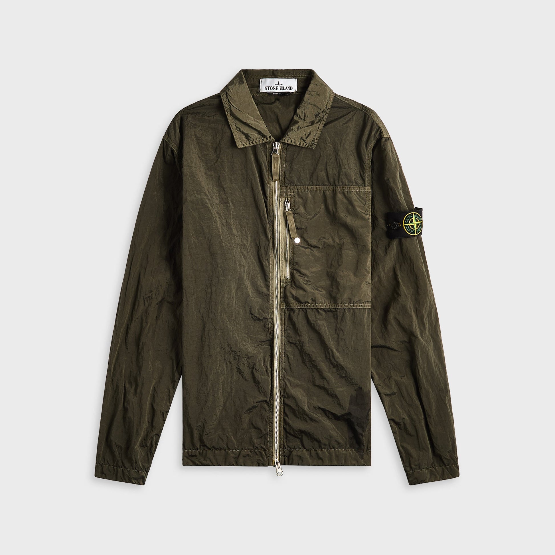 Men Kith Stone Island Nylon Metal Garment Dyed Shirt - Military Green