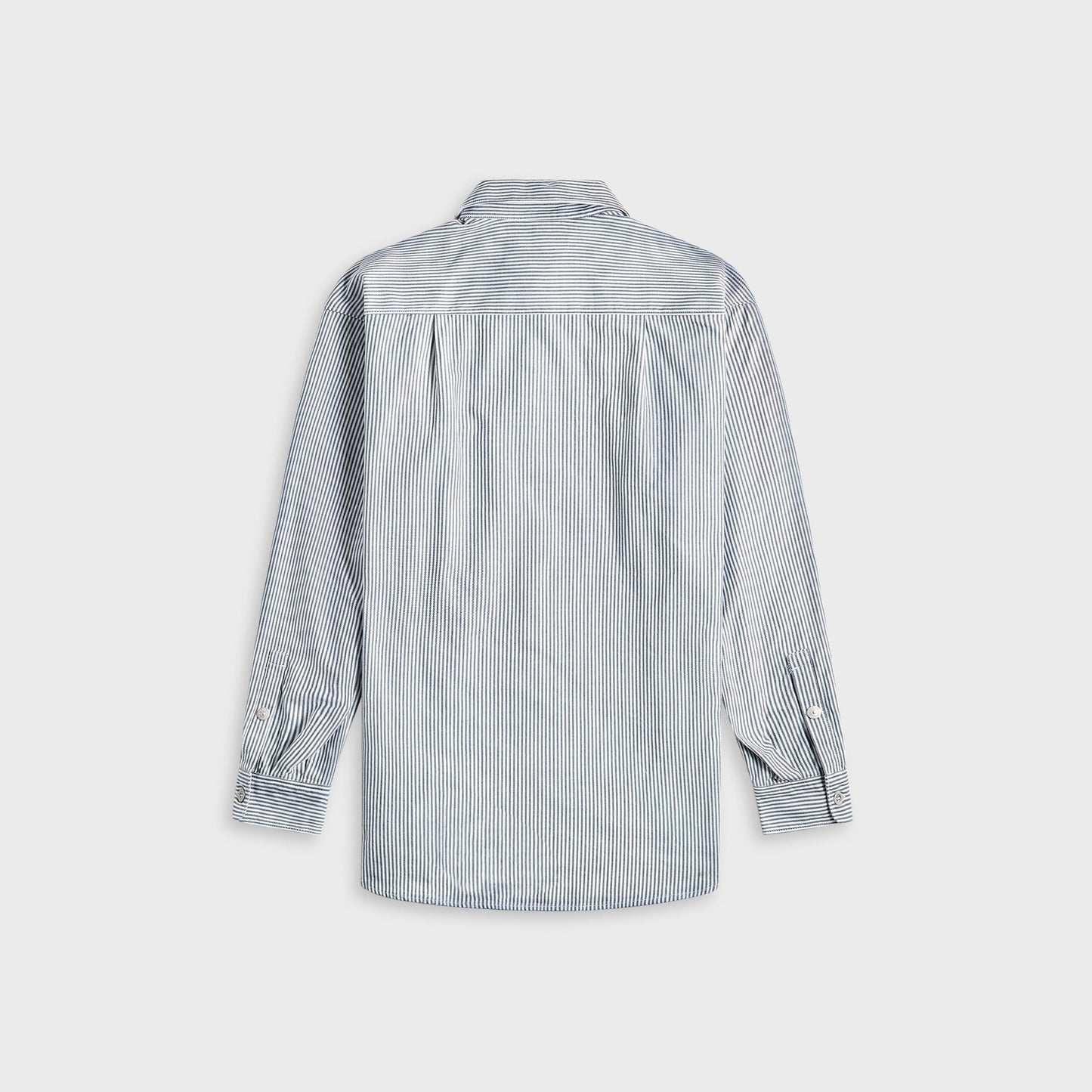 Men Kith Stone Island Striped Oxford Cotton Marina Shirt - Blue Marine