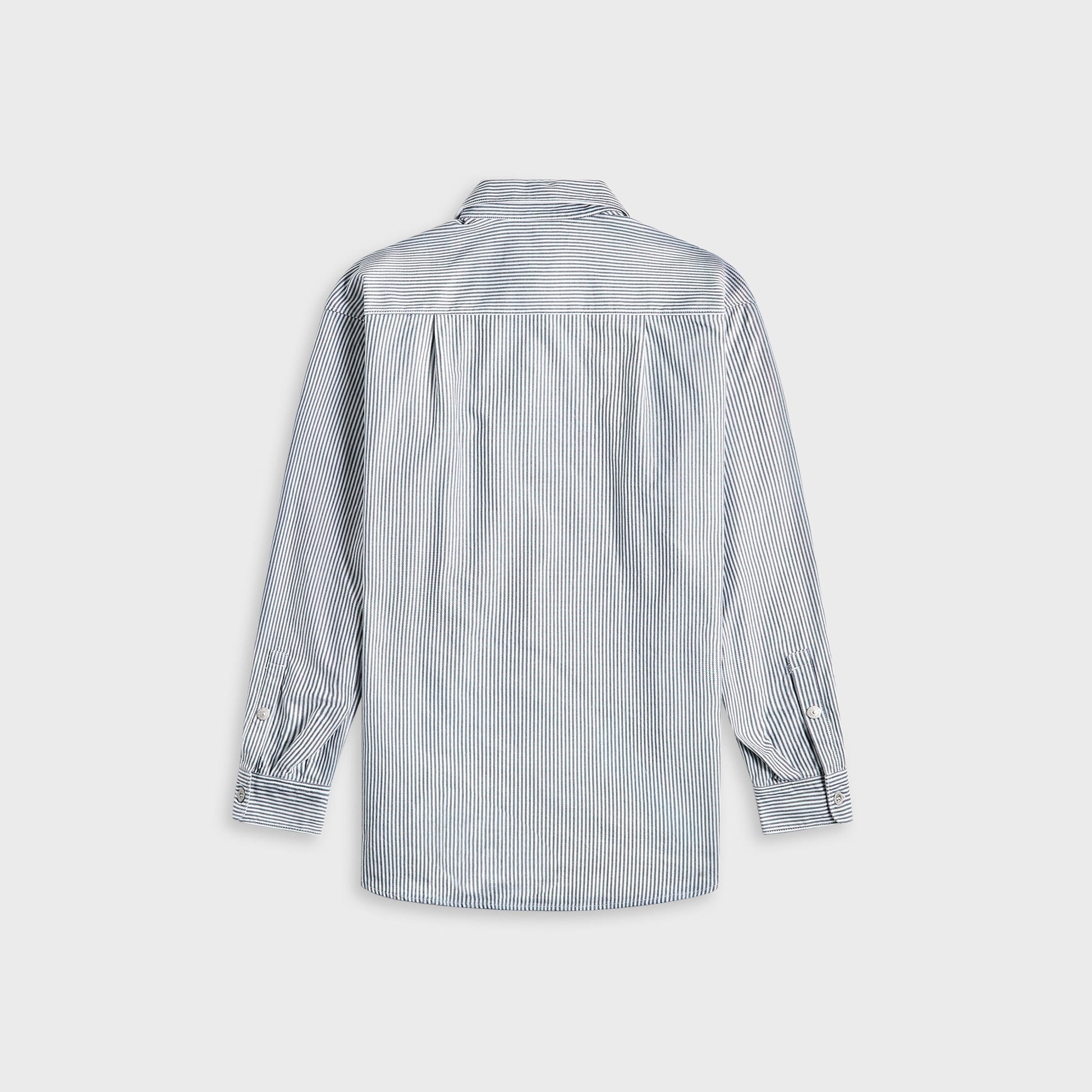 Men Kith Stone Island Striped Oxford Cotton Marina Shirt - Blue Marine