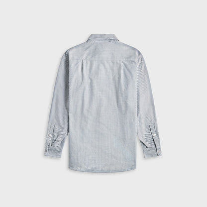 Men Kith Stone Island Striped Oxford Cotton Marina Shirt - Blue Marine