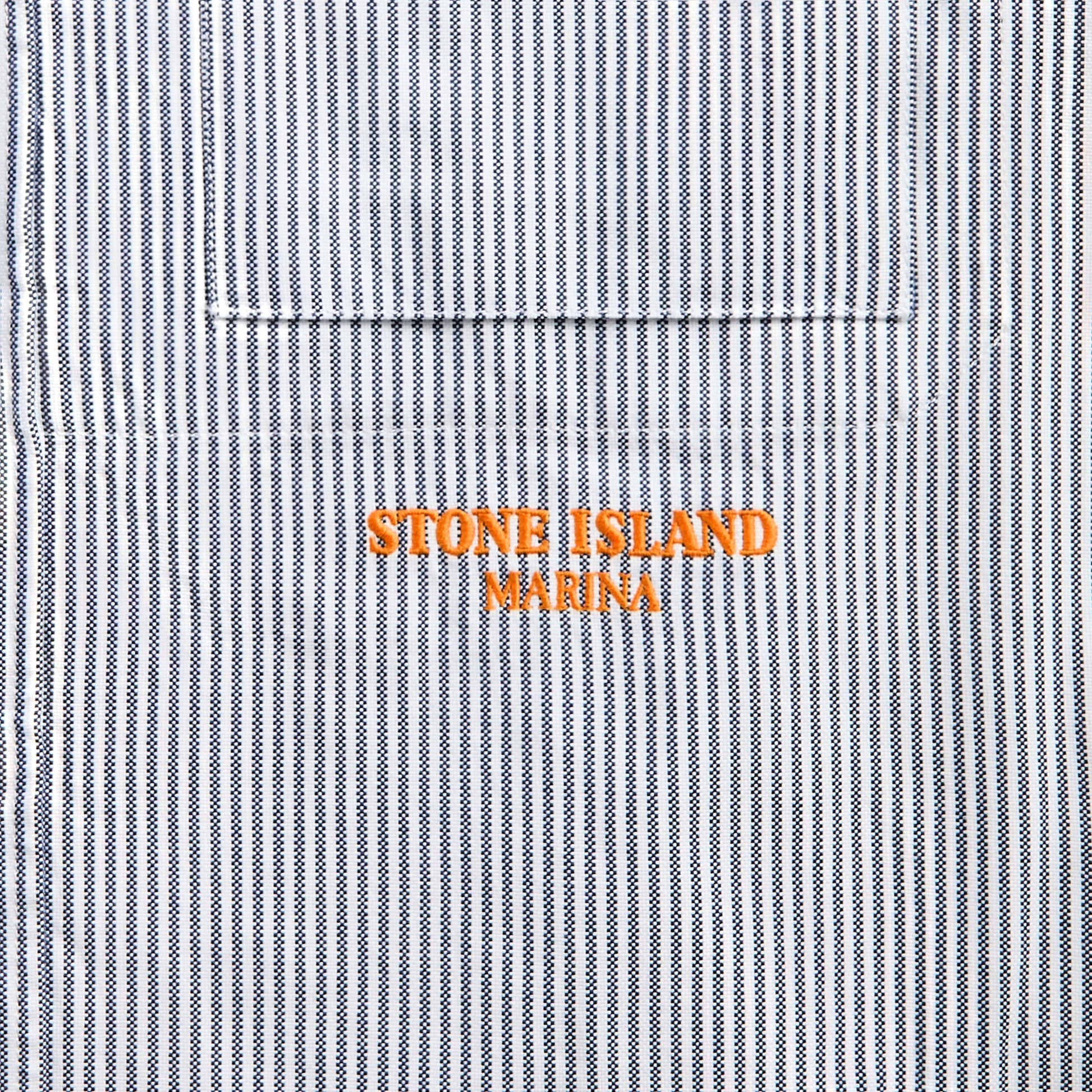 Men Kith Stone Island Striped Oxford Cotton Marina Shirt - Blue Marine
