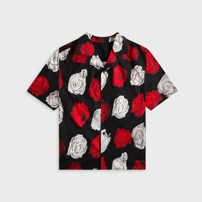 Men Kith Marni Medium Roses Compact Cotton Short Sleeved Bowling Shirt - Black