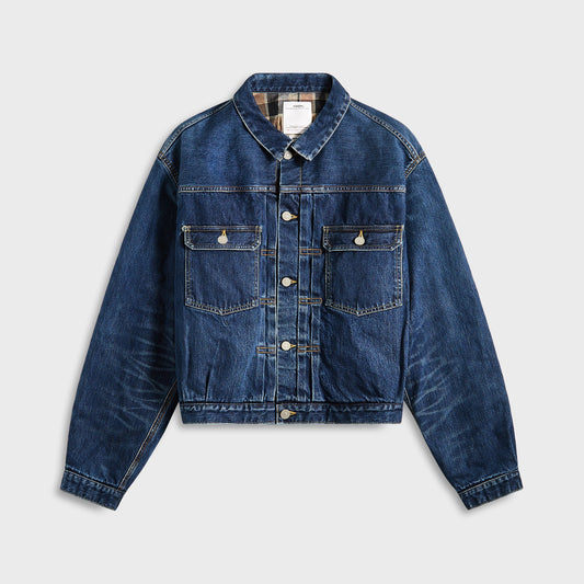 Men Kith Visvim Ss 101X Jacket Damaged Check - Beige / Indigo