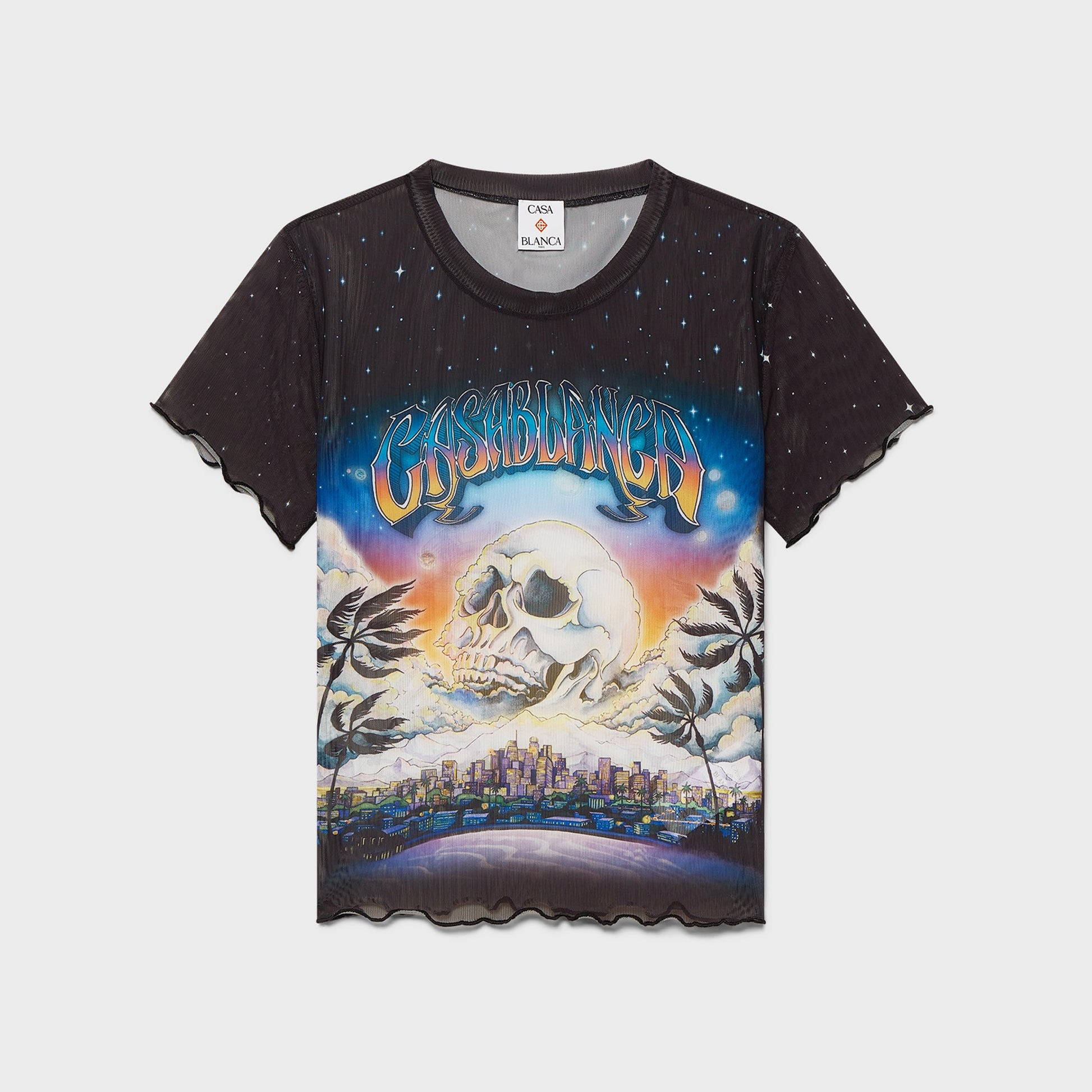 Women Kith Casablanca Lettuce Hem Printed Mesh Tee - Black