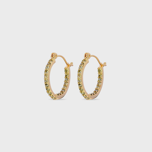Women Kith Crystal Haze Serena Small Hoops - Olive
