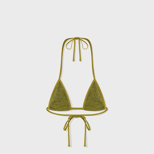 Women Kith Asta Resort Lio Bikini Top - Olive Oil Sequin