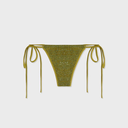 Women Kith Asta Resort Lio Bikini Bottom - Olive Oil Sequin