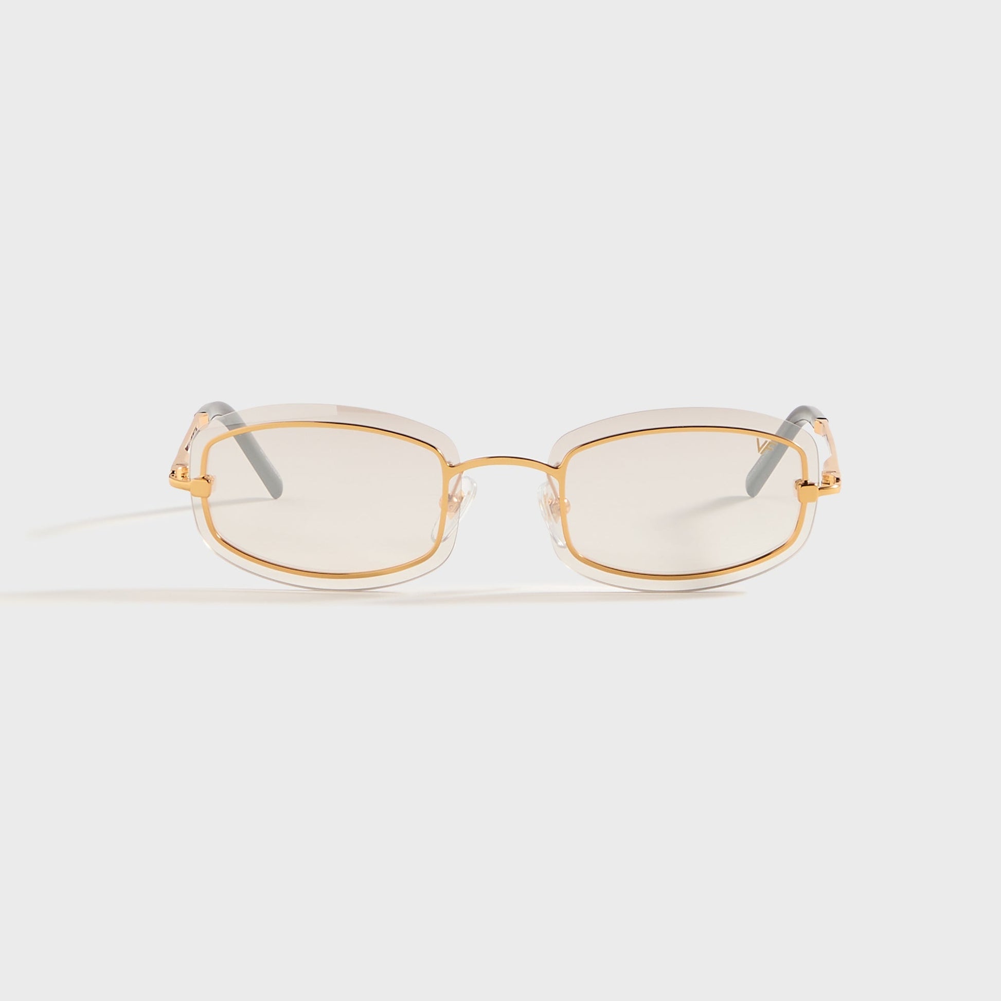 Men Kith Vintage Frames Genius Rimless 24KT - Yellow Gold / Brown Smoke