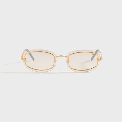 Men Kith Vintage Frames Genius Rimless 24KT - Yellow Gold / Brown Smoke