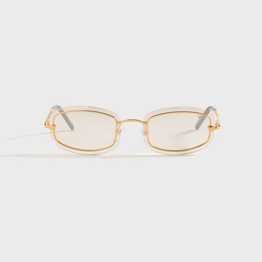 Men Kith Vintage Frames Genius Rimless 24KT - Yellow Gold / Brown Smoke