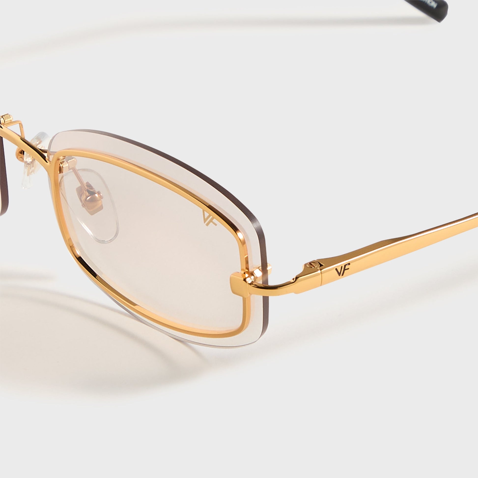 Men Kith Vintage Frames Genius Rimless 24KT - Yellow Gold / Brown Smoke