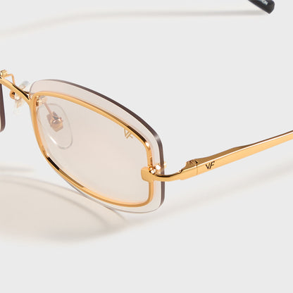 Men Kith Vintage Frames Genius Rimless 24KT - Yellow Gold / Brown Smoke