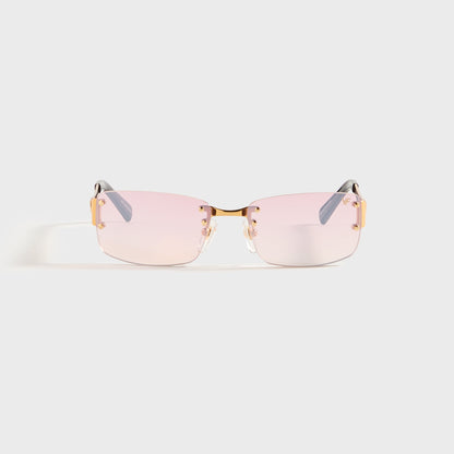 Men Kith Vintage Frames Infamous Rimless Drill Mount 24KT - Gold / Nickel Pink