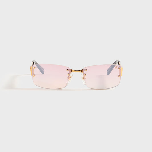 Men Kith Vintage Frames Infamous Rimless Drill Mount 24KT - Gold / Nickel Pink