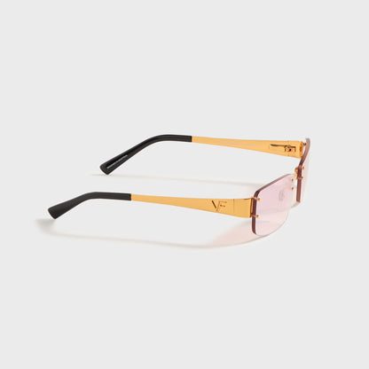 Men Kith Vintage Frames Infamous Rimless Drill Mount 24KT - Gold / Nickel Pink