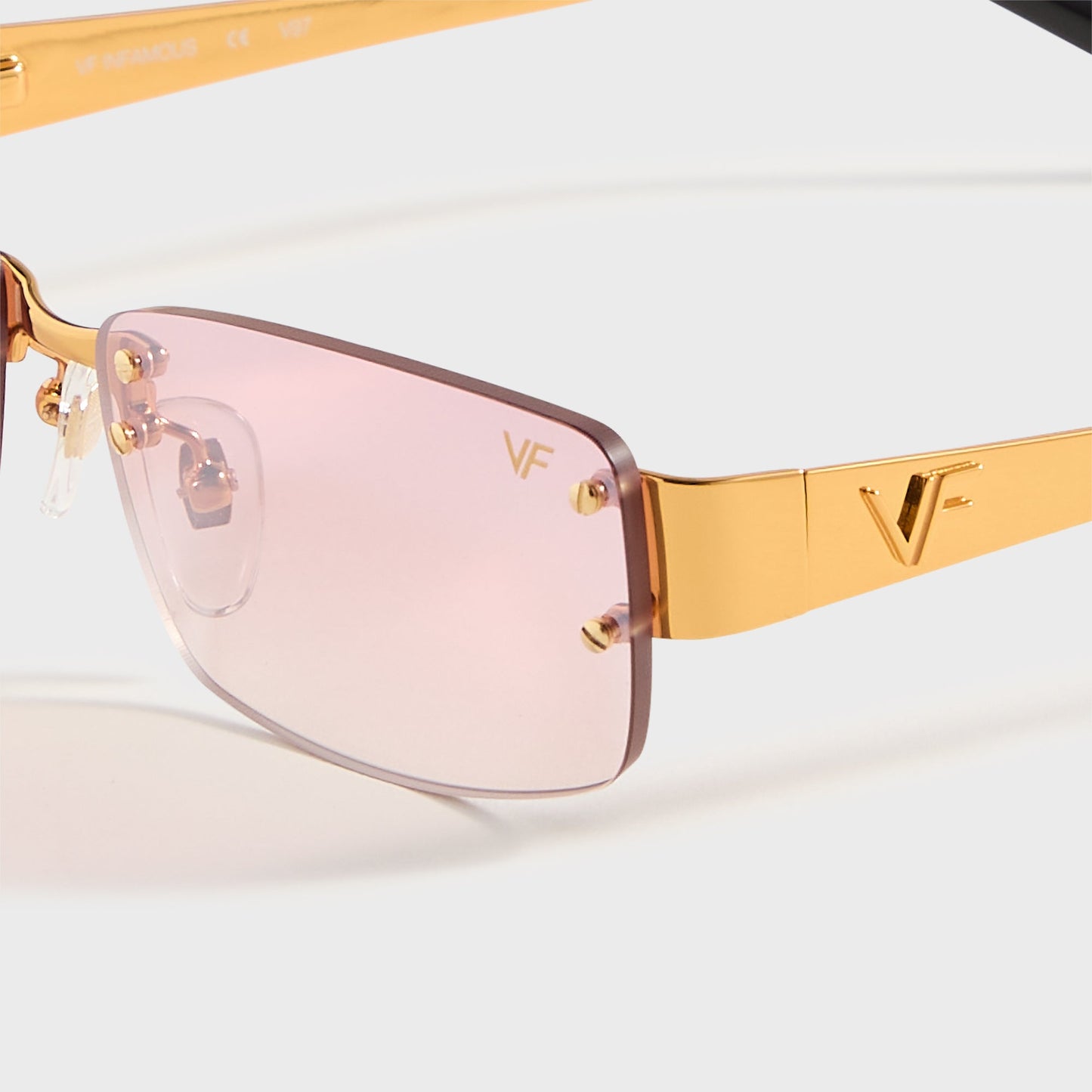 Men Kith Vintage Frames Infamous Rimless Drill Mount 24KT - Gold / Nickel Pink