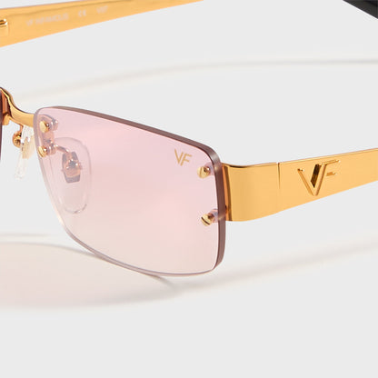 Men Kith Vintage Frames Infamous Rimless Drill Mount 24KT - Gold / Nickel Pink