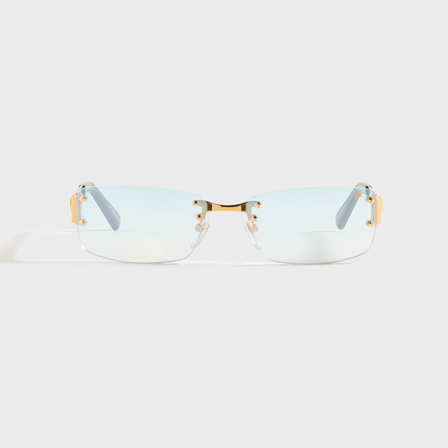 Men Kith Vintage Frames Infamous Rimless Drill Mount 24KT - Gold / Tiffany Blue